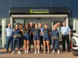 Shrewsbury Town Women’s Team and Greenhous staff stand outside the Greenhous Shrewsbury dealership